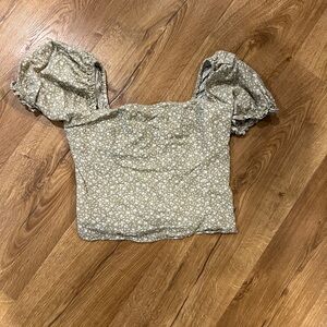 Abercrombie & Fitch Floral Puff Sleeve Blouse - Cream